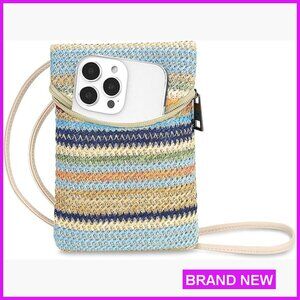 Straw Woven Crossbody Phone Bag Lightweight Summer Casual Travel Essential
